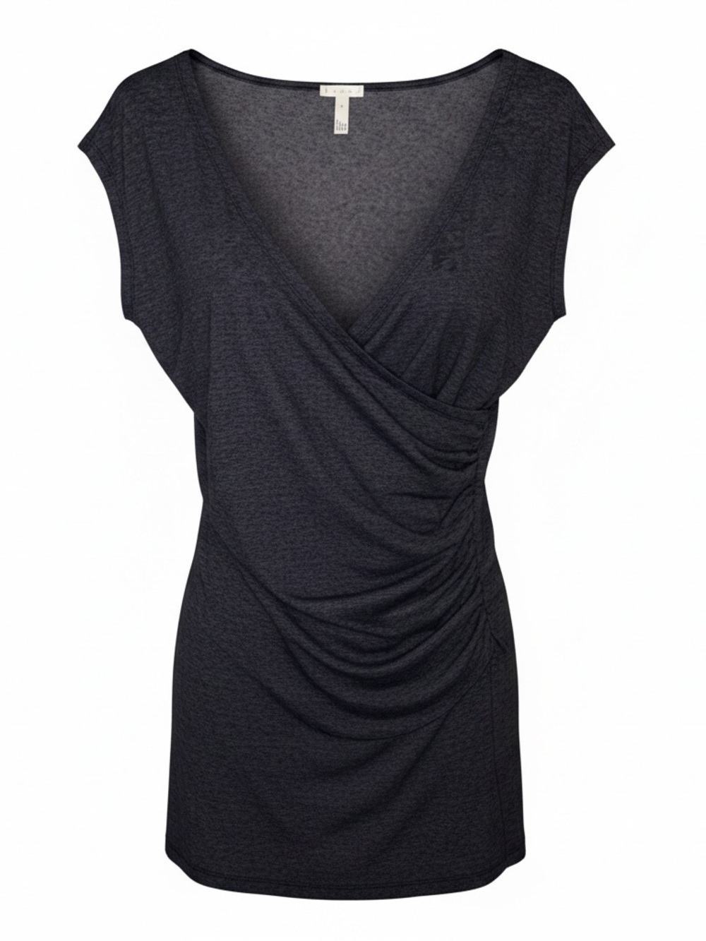 Leith Charcoal Gray Heather Knit Faux Wrap Dress Large